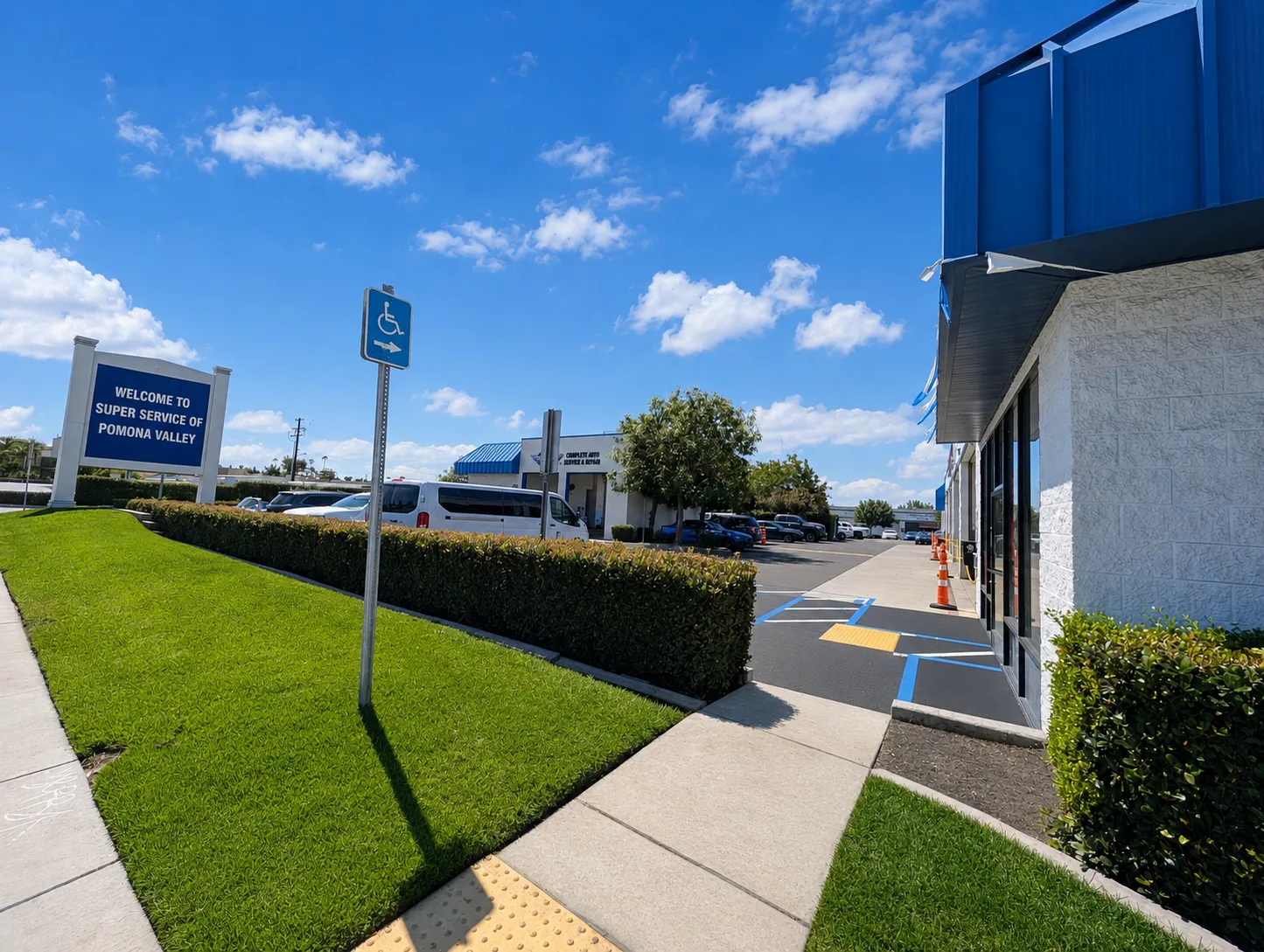 Welcome to Super Service of Pomona Valley sign at 348 E. Foothill Blvd in Pomona, California